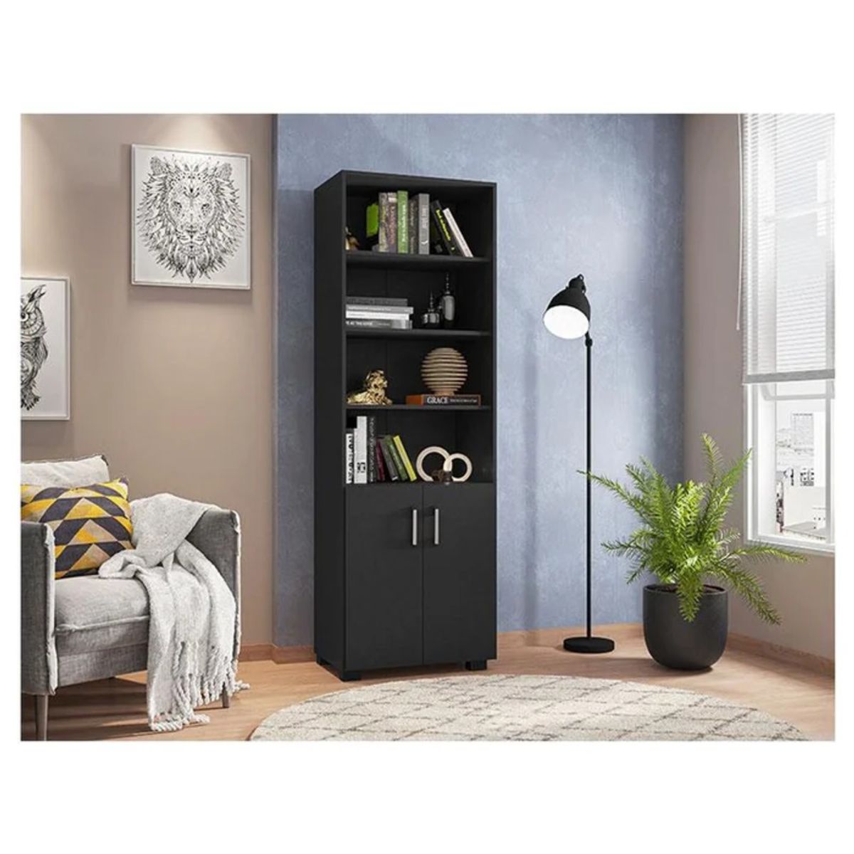 R&R MUEBLES - Estante Moderno Minako Negro R&R MUEBLES