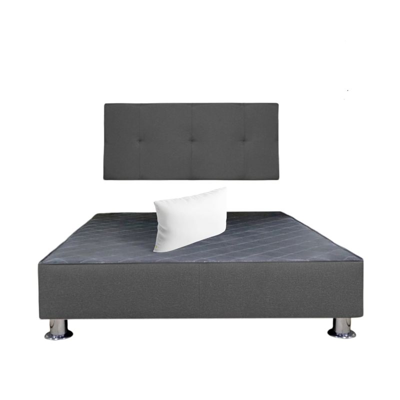 MUEBLES MACRUMO - Cama tapizada Brisa - 1.5 Plz - Color Plomo