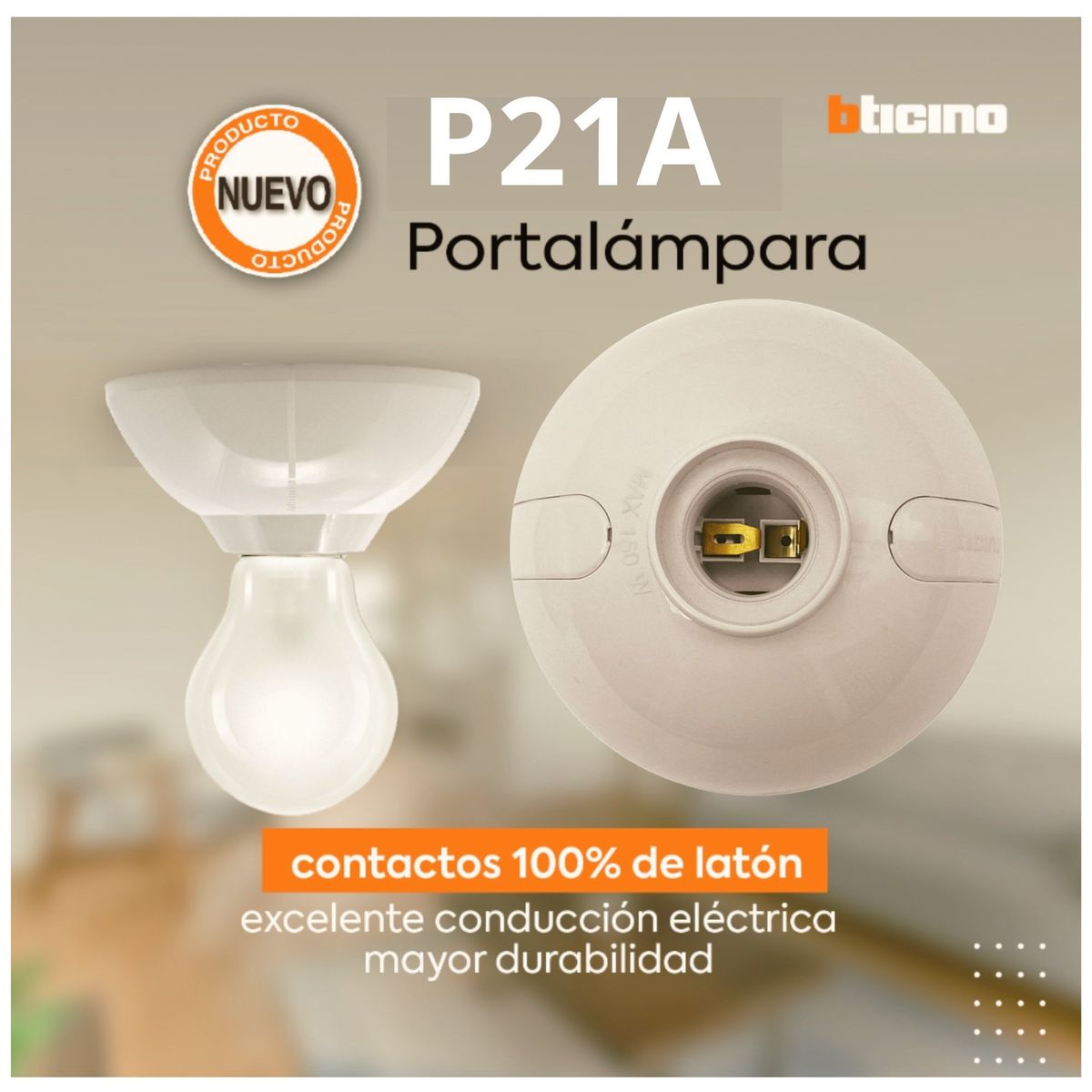 GENERICO - socket OVAL rosca E-27 color Marfil TL01003 P21A Wall Bticino