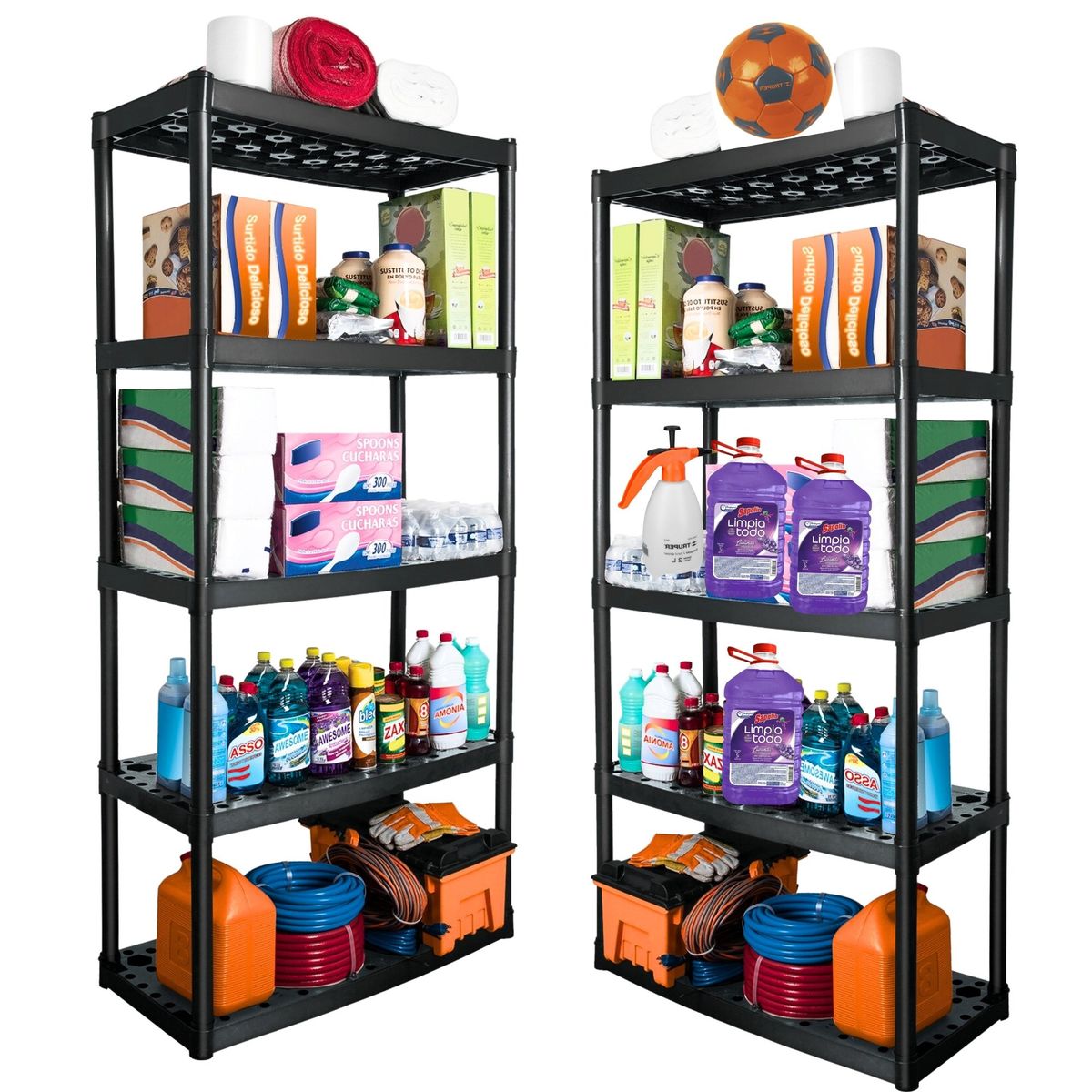 TRUPER - Estante plástico de herramientas 5 repisas, 2 piezas Truper