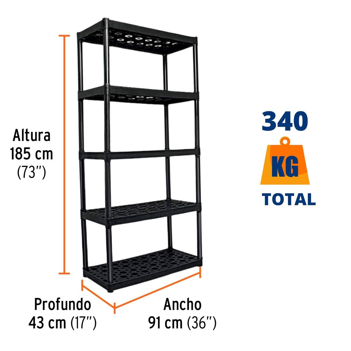 TRUPER - Estante plástico de herramientas 5 repisas, 2 piezas Truper