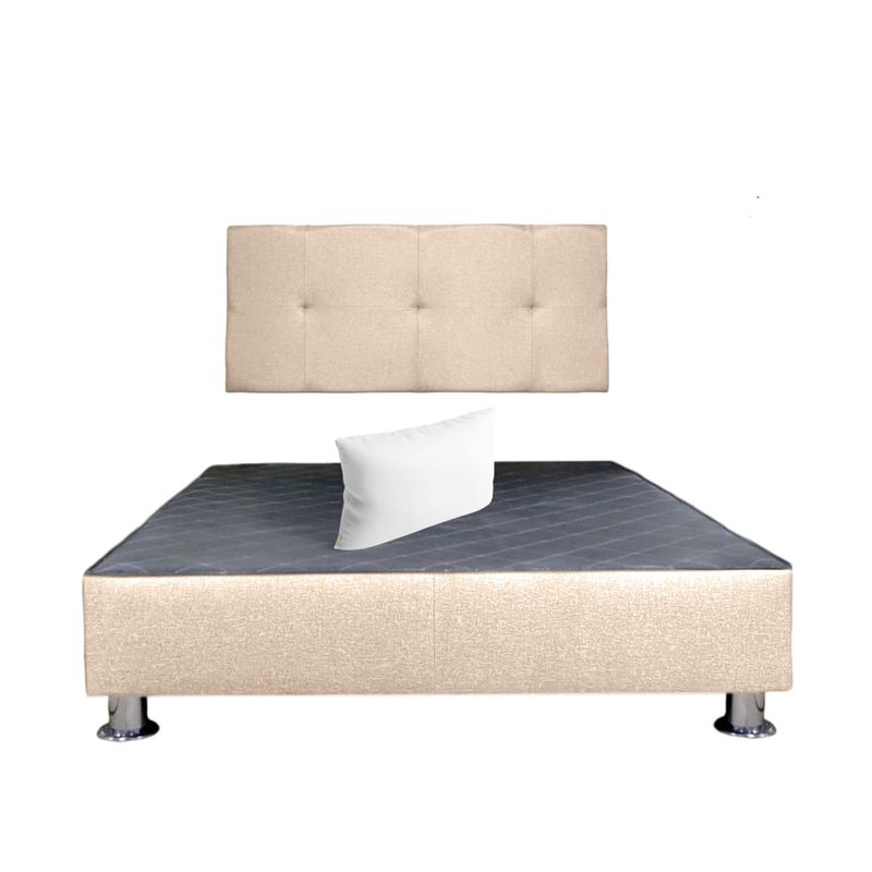 MUEBLES MACRUMO - Cama tapizada Brisa - 2 Plz - Color Beige