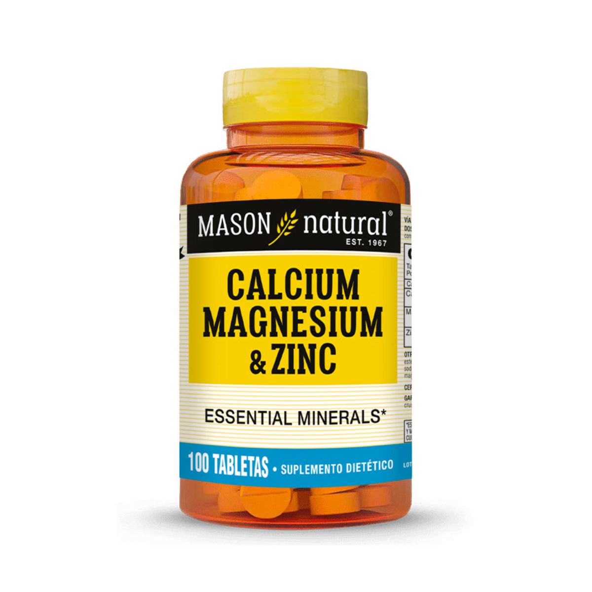 MASON NATURAL - Calcio, Magnesio y Zinc - Mason Natural - 100 Tabletas