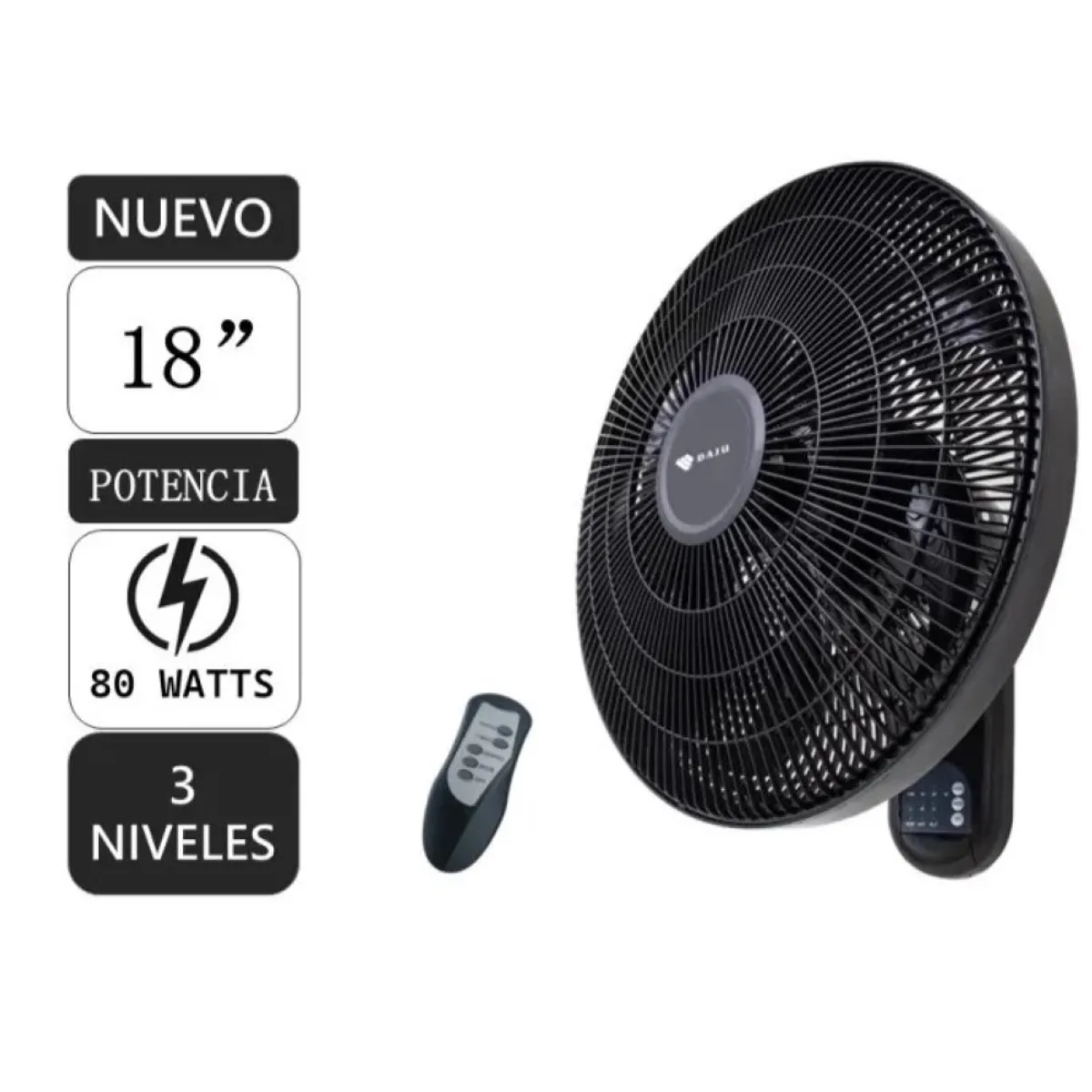 GENERICO - Ventilador de pared 18 DAJU DT-186 -control remoto - 80W