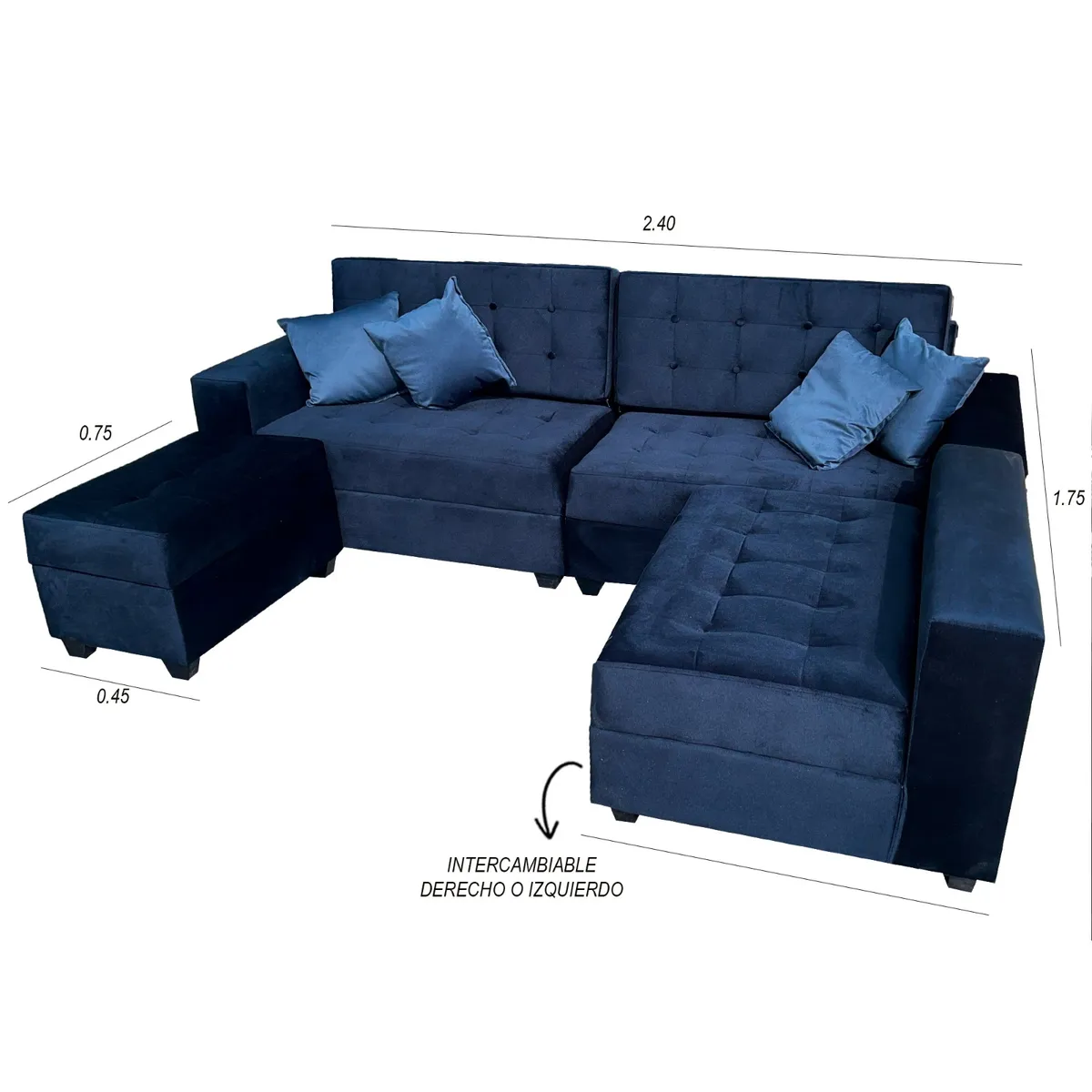 GENERICO - SOFA SECCIONAL MODELO LONDRES GOLDEN AZUL