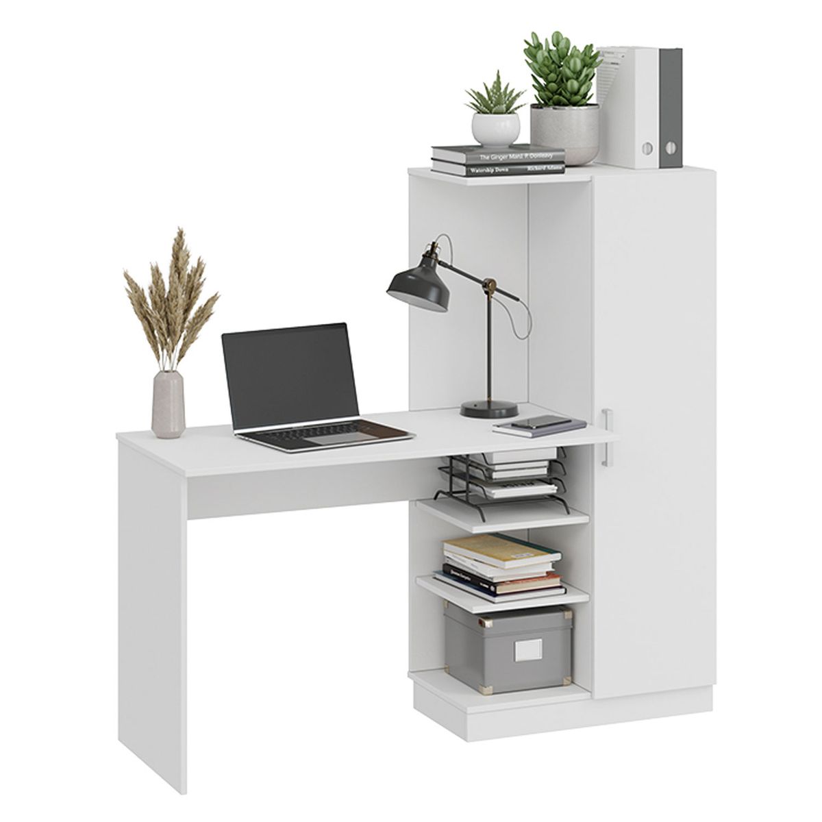 GENERICO - Escritorio Librero Blanco Multifuncional 1.20 m