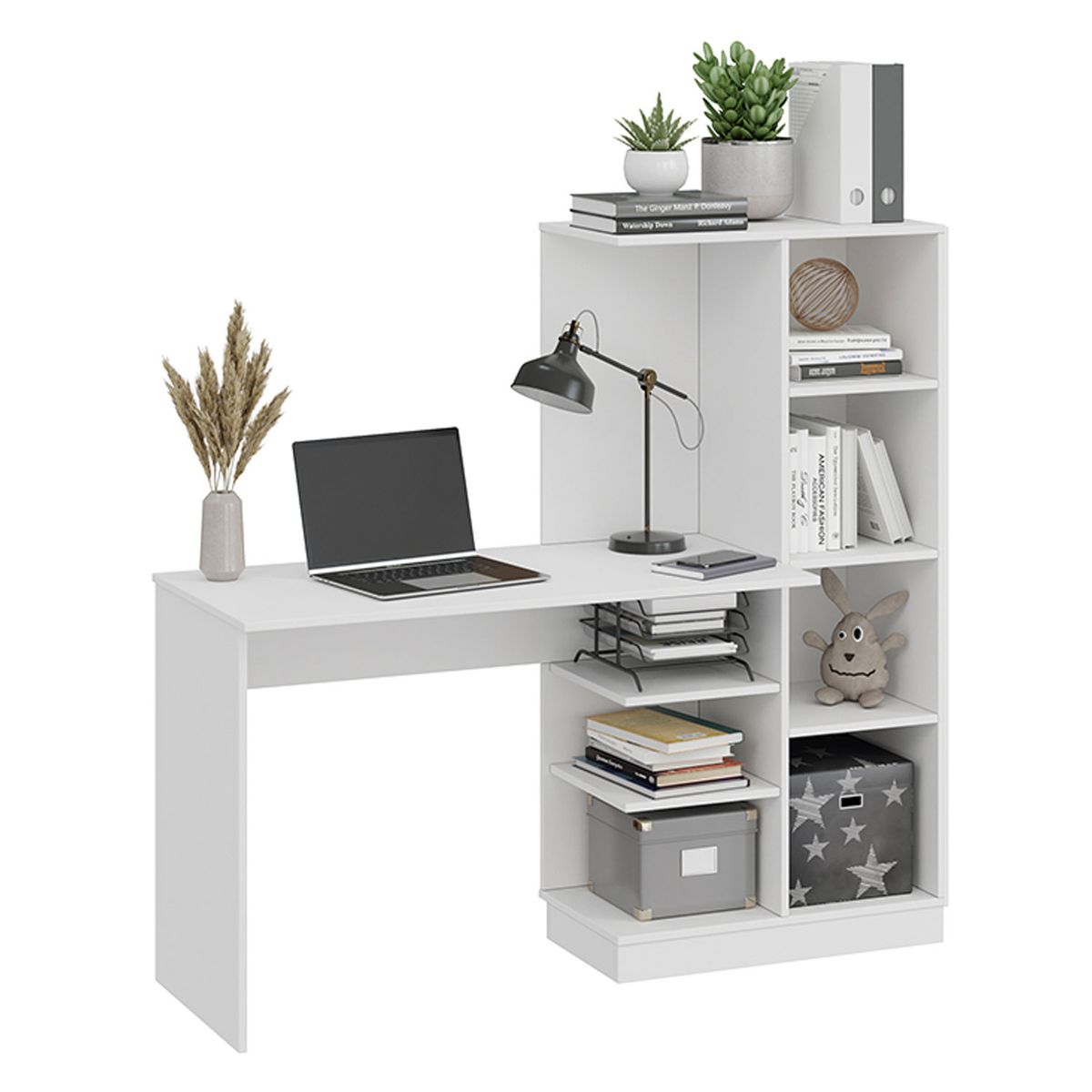 GENERICO - Escritorio Librero Blanco Multifuncional 1.20 m