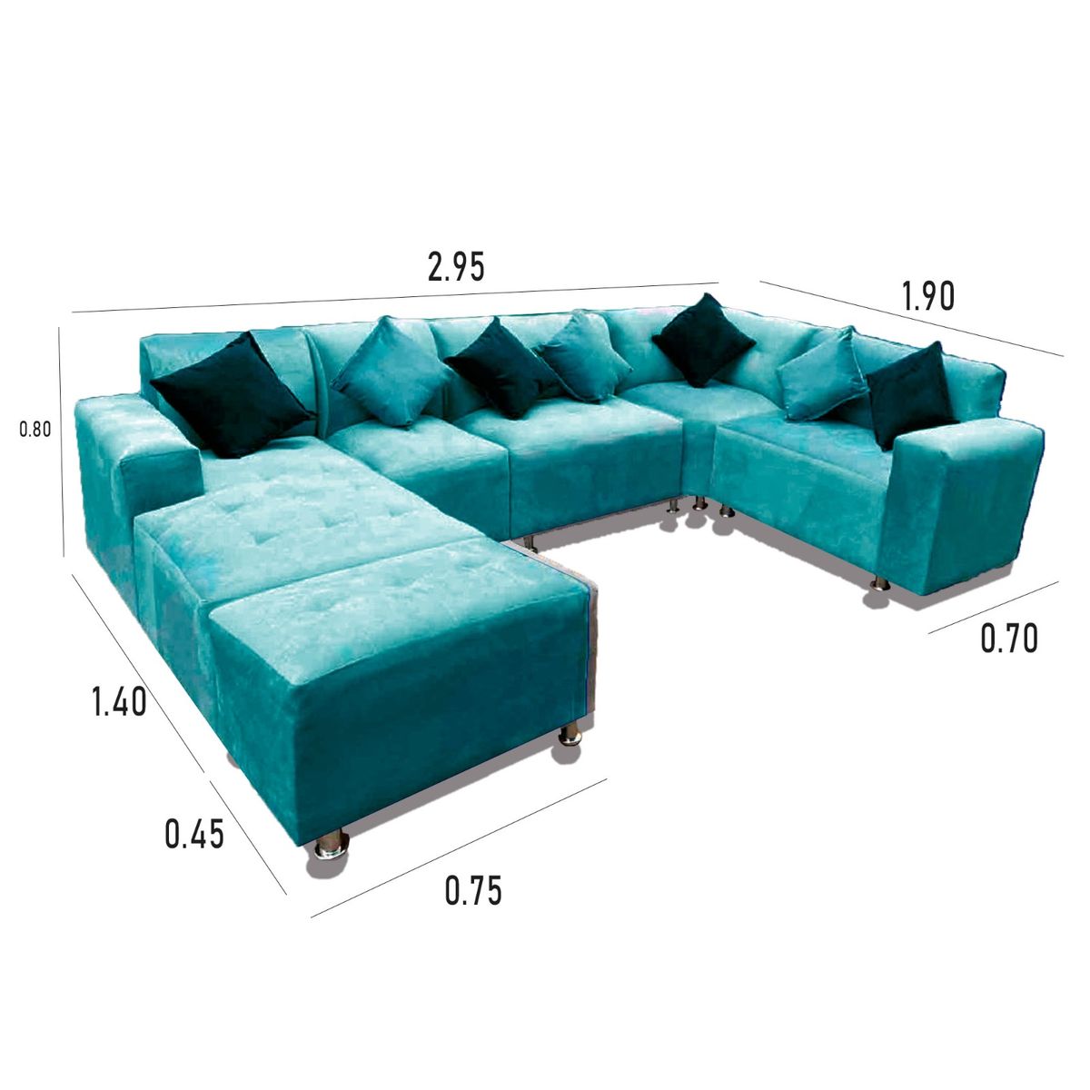 GENERICO - SECCIONAL MODELO CHARLESTONE TURQUESA