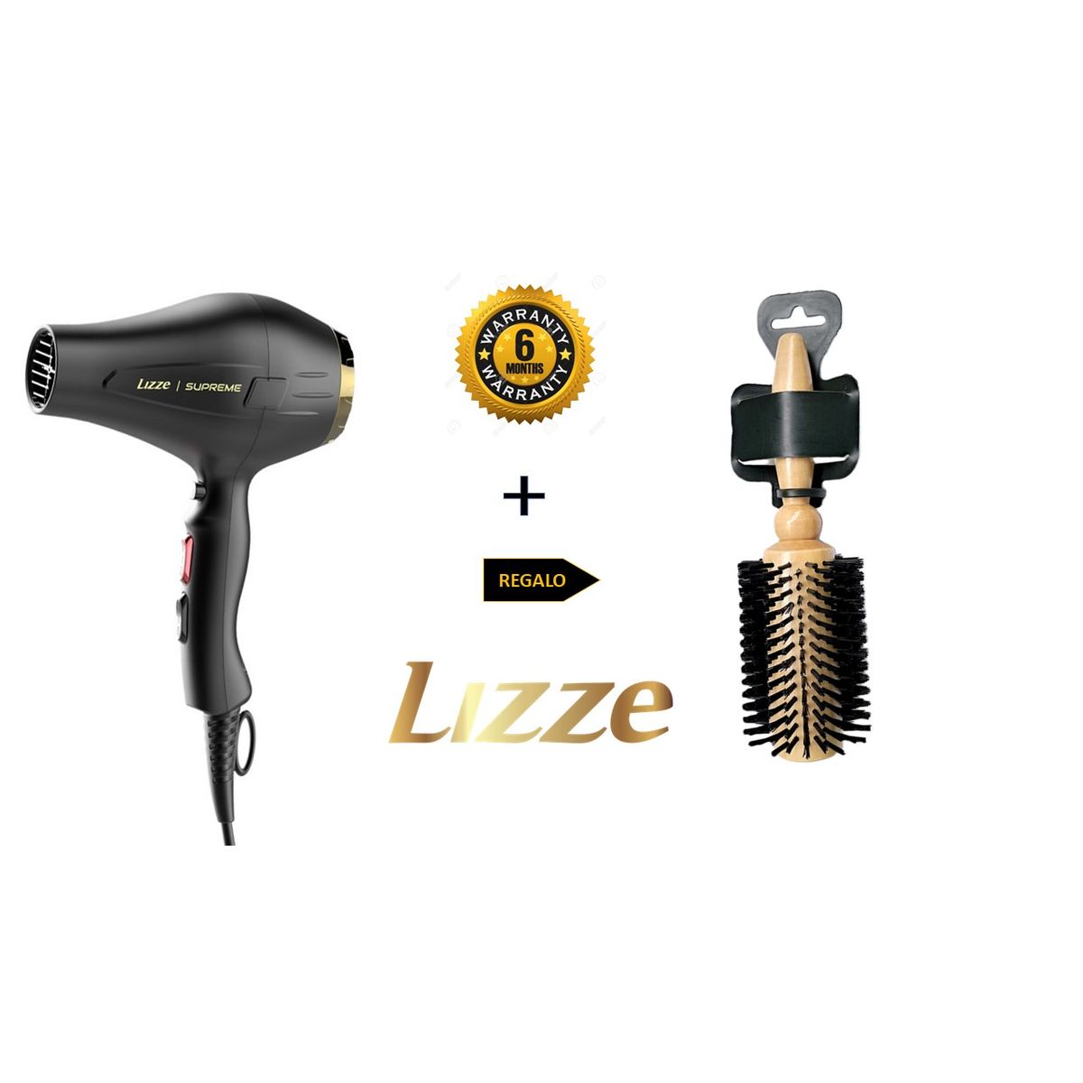 LIZZE - LIZZE PACK SECADORA SUPREME 2600W + REGALO CEPILLO PENACHO BLANCO N°43