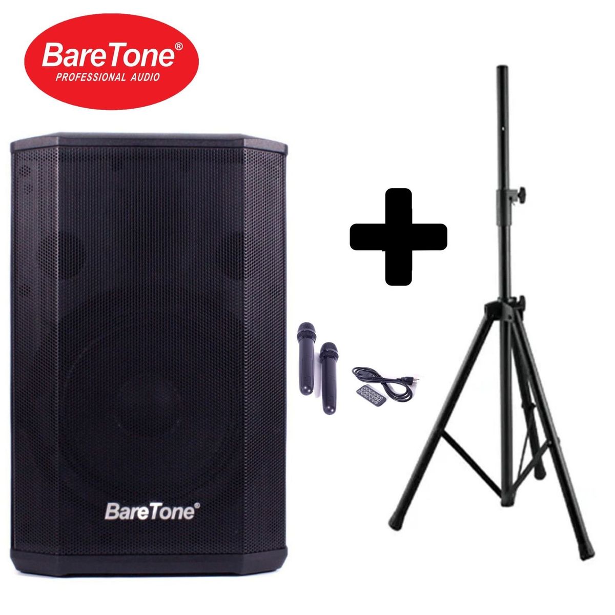 BARETONE - Parlante profesional Baretone MAX-B8 USB BT 2 micrófonos + Soporte