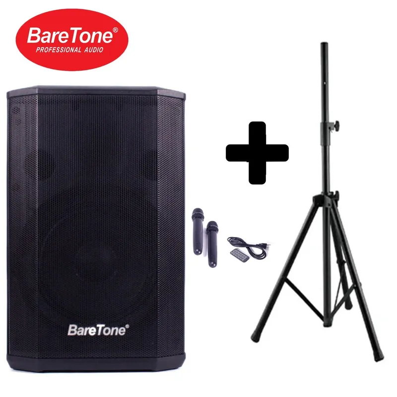 BARETONE - Parlante profesional Baretone MAX-B8 USB BT 2 micrófonos + Soporte