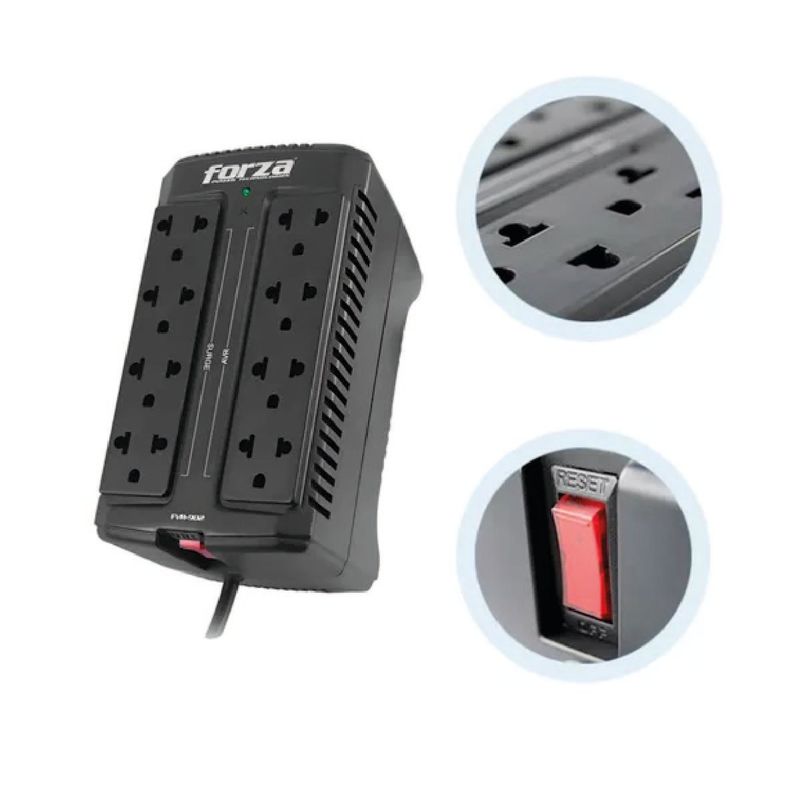 FORZA - Estabilizador Forza 900VA FVR-902 450W 8 Tomas 220V
