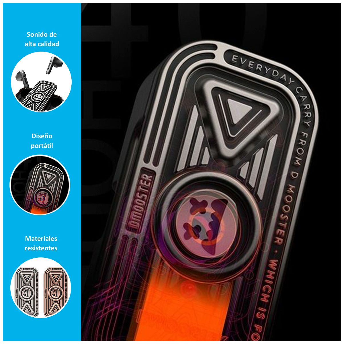 GENERICO - Audífonos D15 Maleta Dmooster con Bluetooth 5,0 Negro