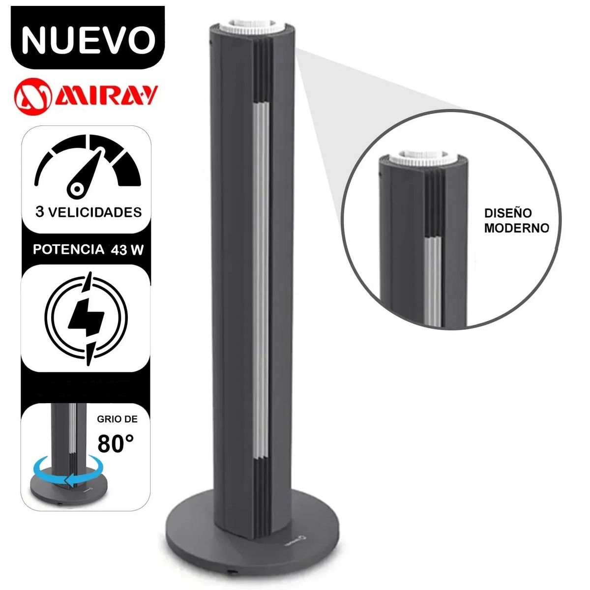 MIRAY - Ventilador Torre Miray 30 VMTT-1033GB