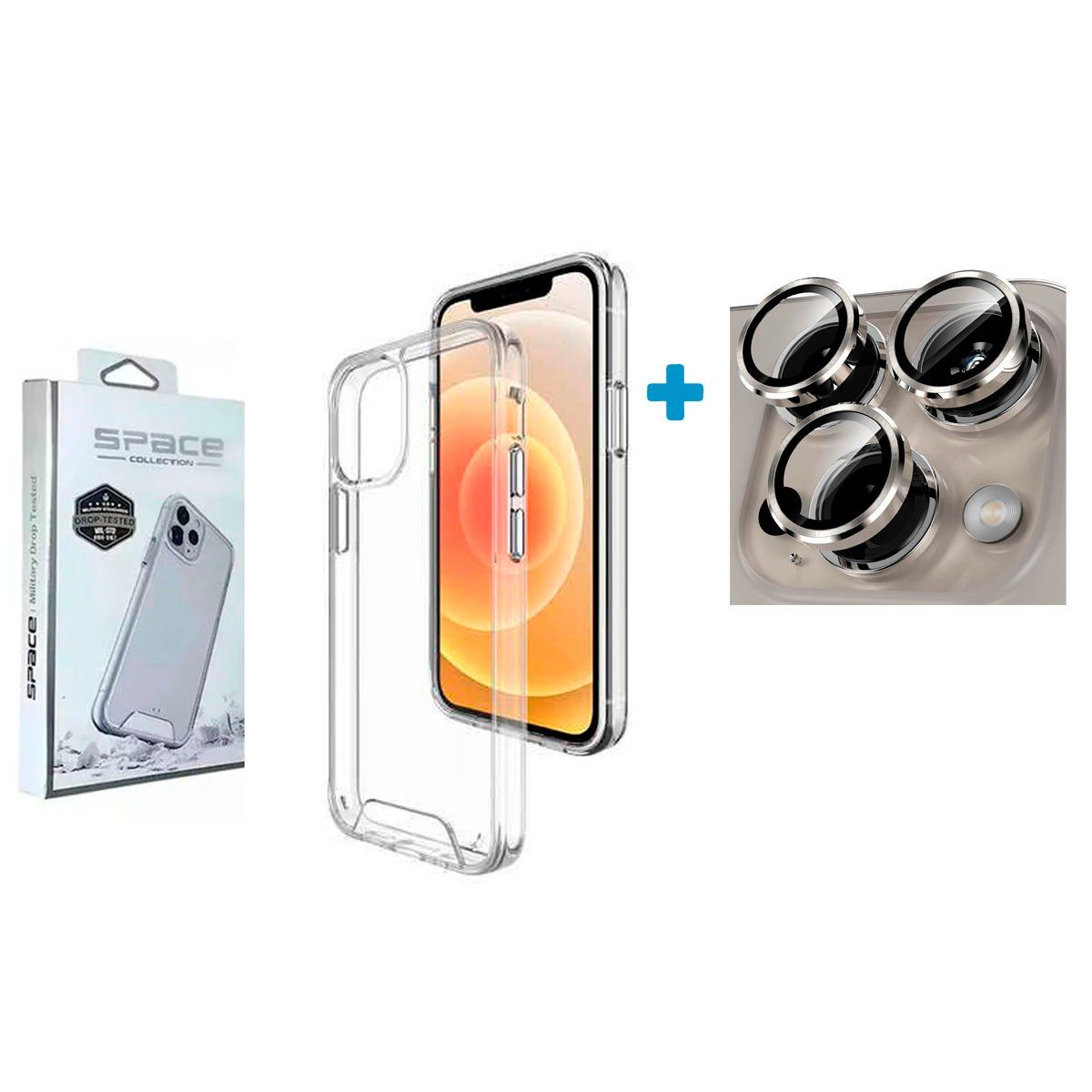 GENERICO - Case Space + Protector De Cámara Para iPhone 15 Pro Titanium