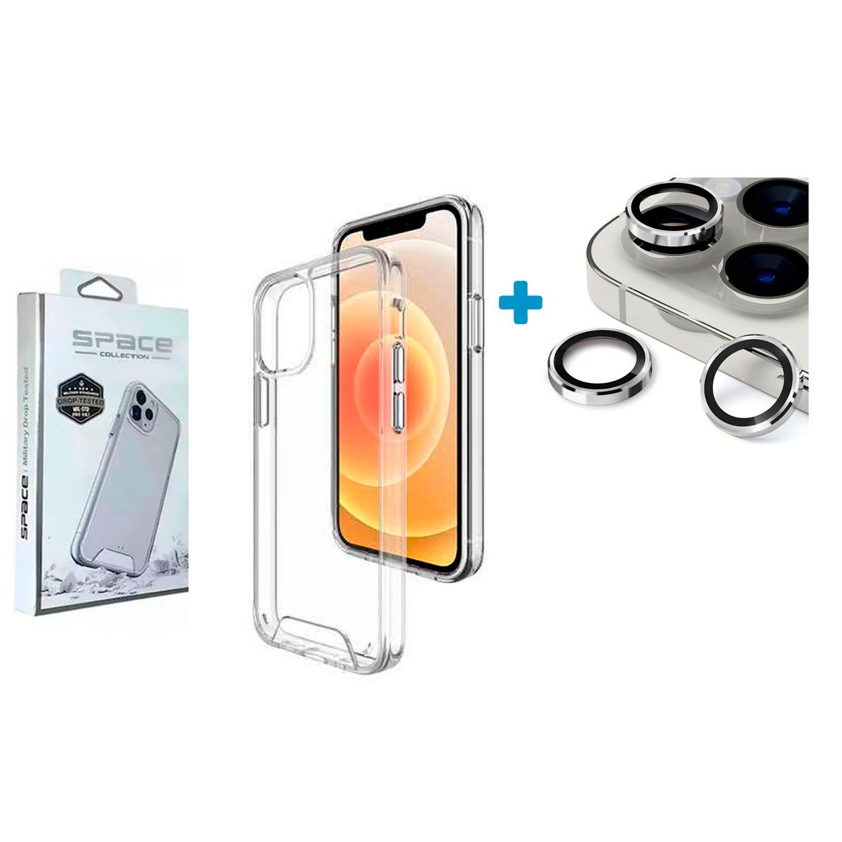 GENERICO - Case Space + Protector De Cámara Para iPhone 15 Plus Gris