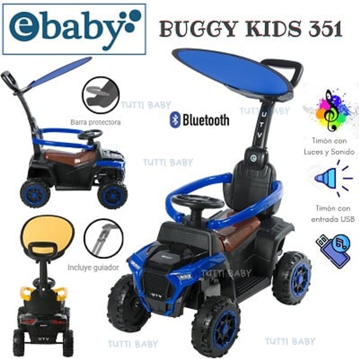 EBABY - BUGGY KIDS MUSICAL 351 ENTRADA USB LUCES Y SONIDO - AZUL
