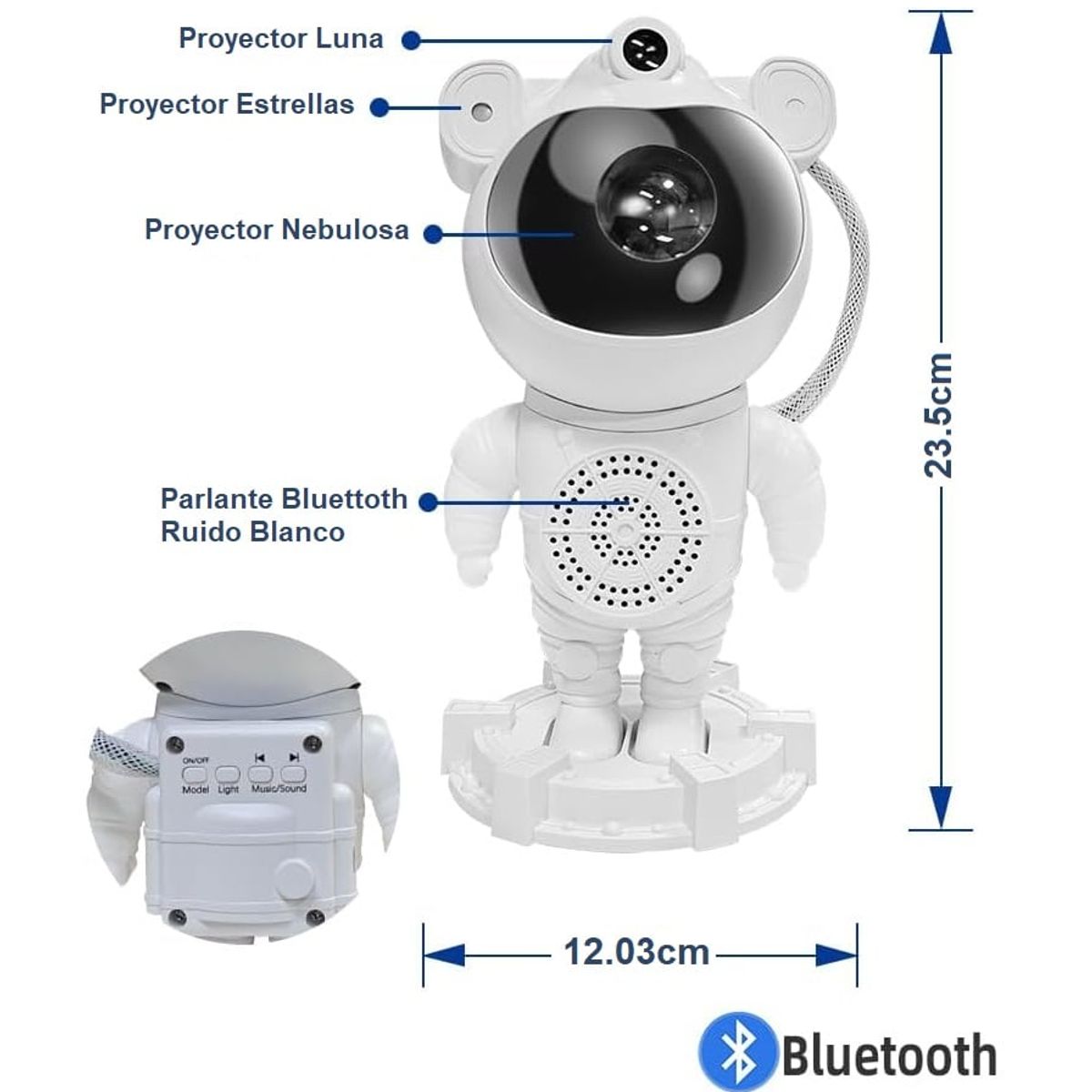 GENERICO - PARLANTE BLUETOOTH PROYECTOR DE GALAXIA MUÑECO ASTRONAUTA
