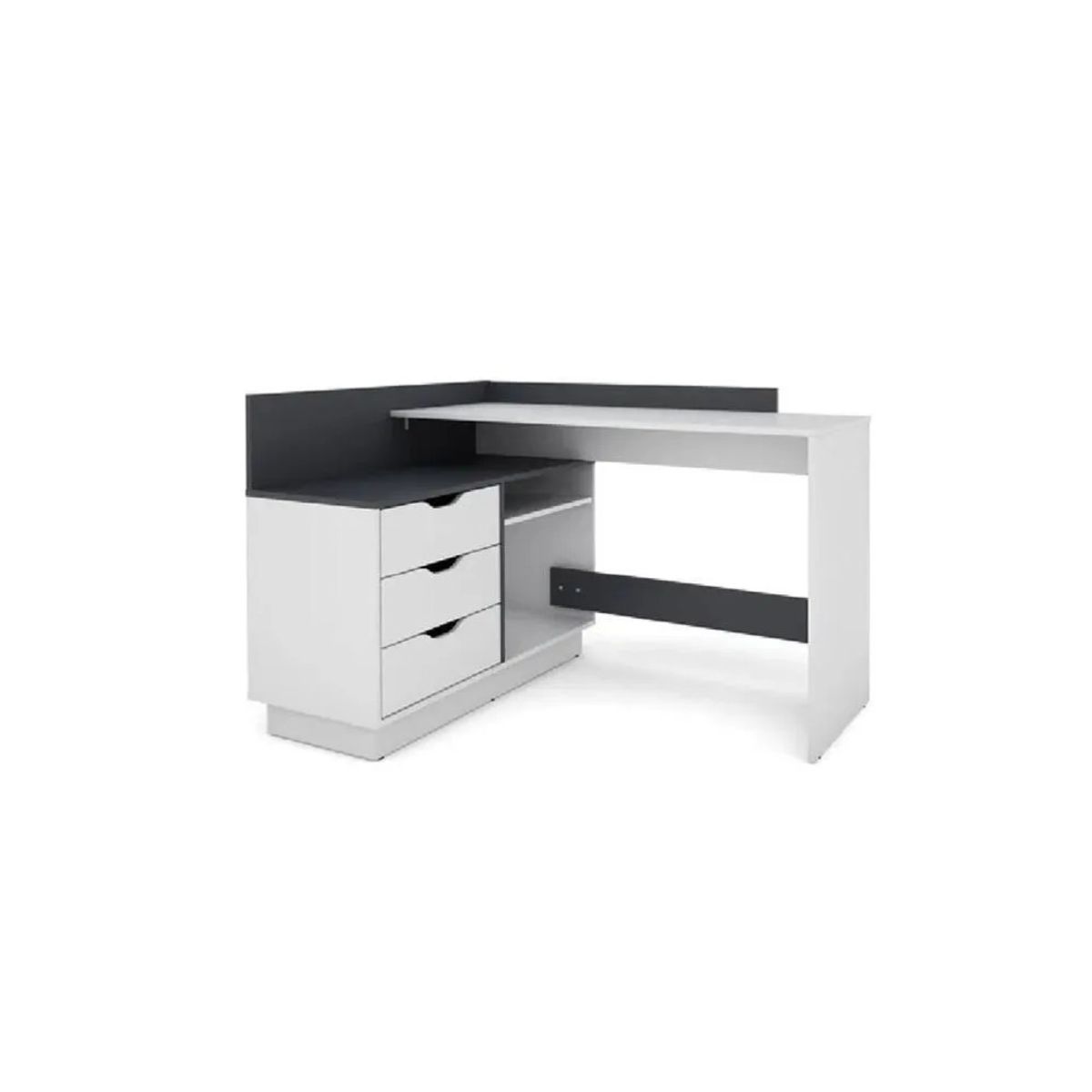 TU MESITA - Escritorio Clásico en L TU MESITA Romeus color BlancoNegro 3 cajones