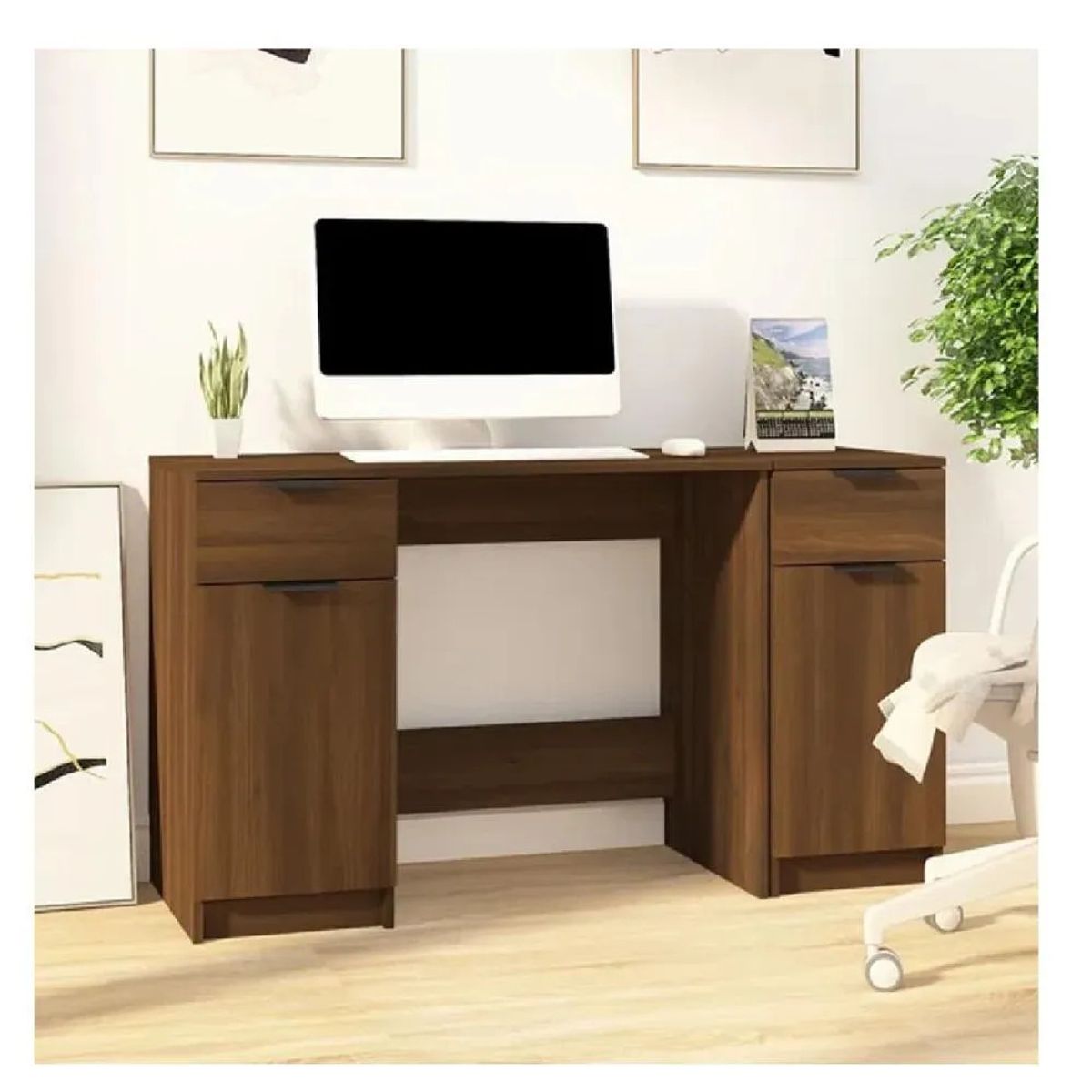 TU MESITA - Escritorio Clásico TU MESITA Margot color Marrón 2 cajones 2 puertas