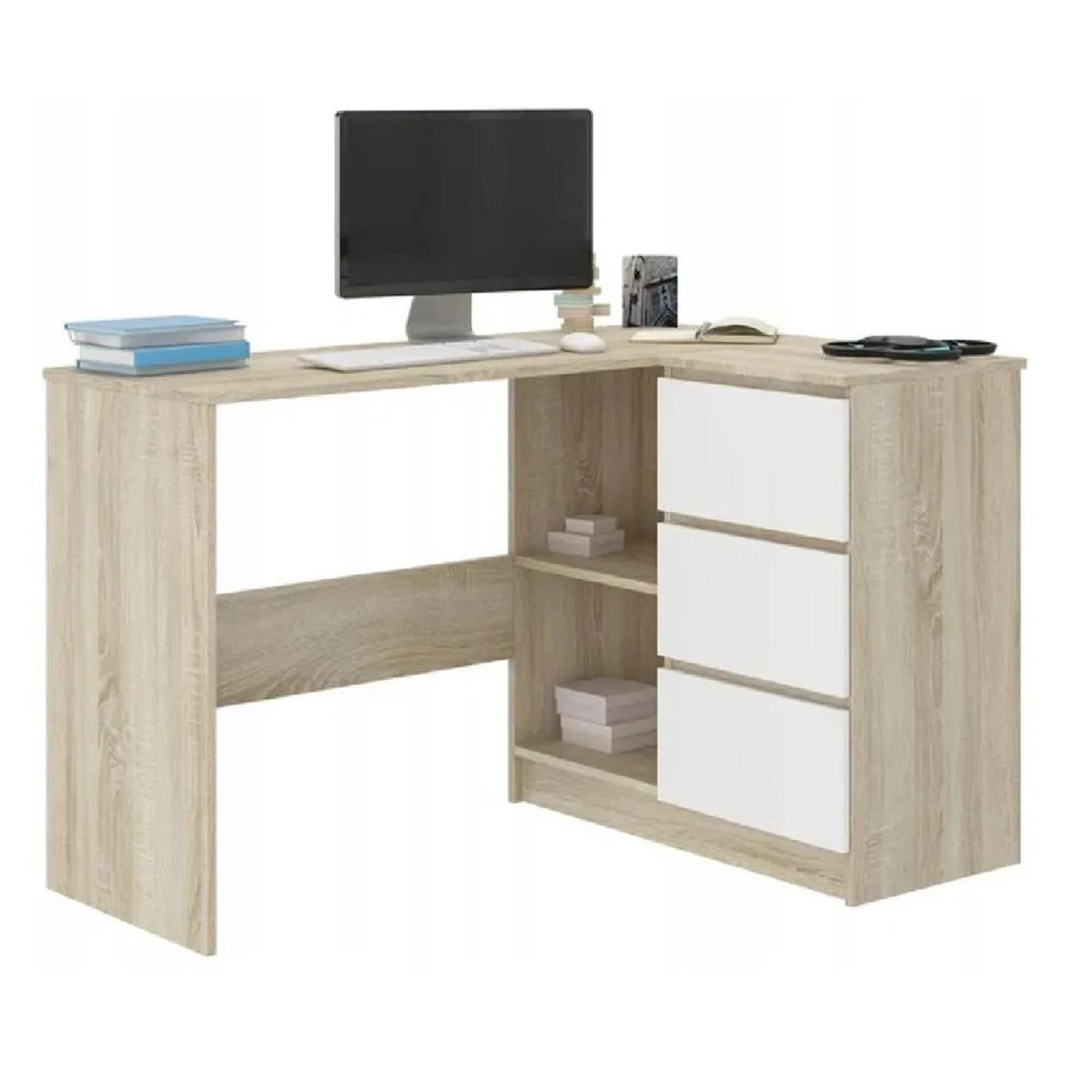 TU MESITA - Escritorio en L Clásico TU MESITA Century color DunaBlanco 3 cajones