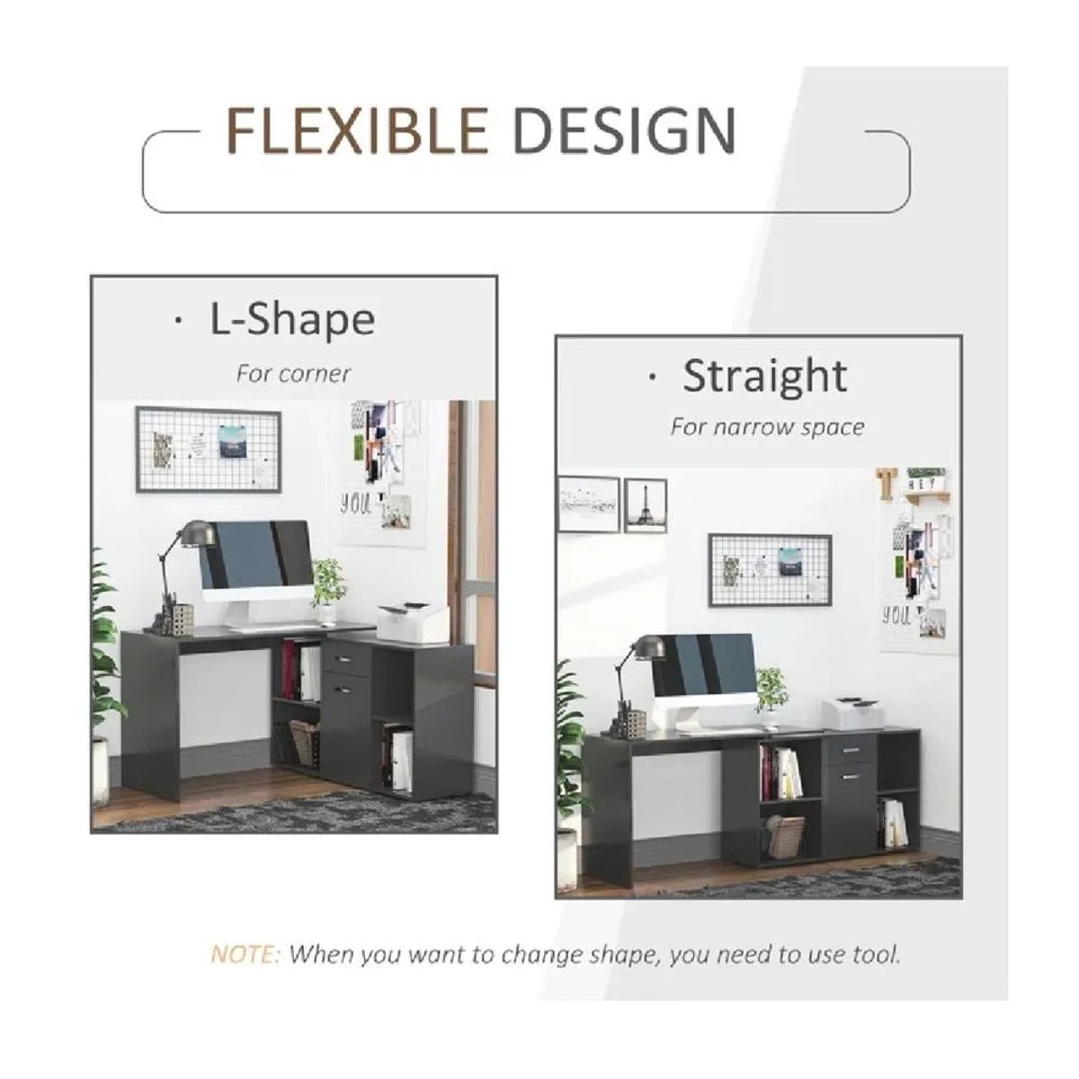 TU MESITA - Escritorio Extendible TU MESITA Liam color Negro 1 cajón 1 puerta