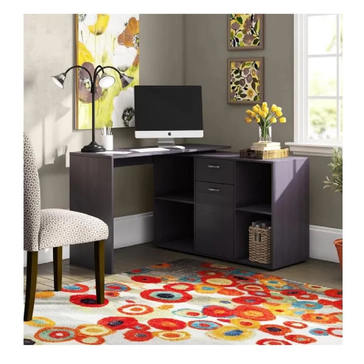 TU MESITA - Escritorio Extendible TU MESITA Liam color Negro 1 cajón 1 puerta