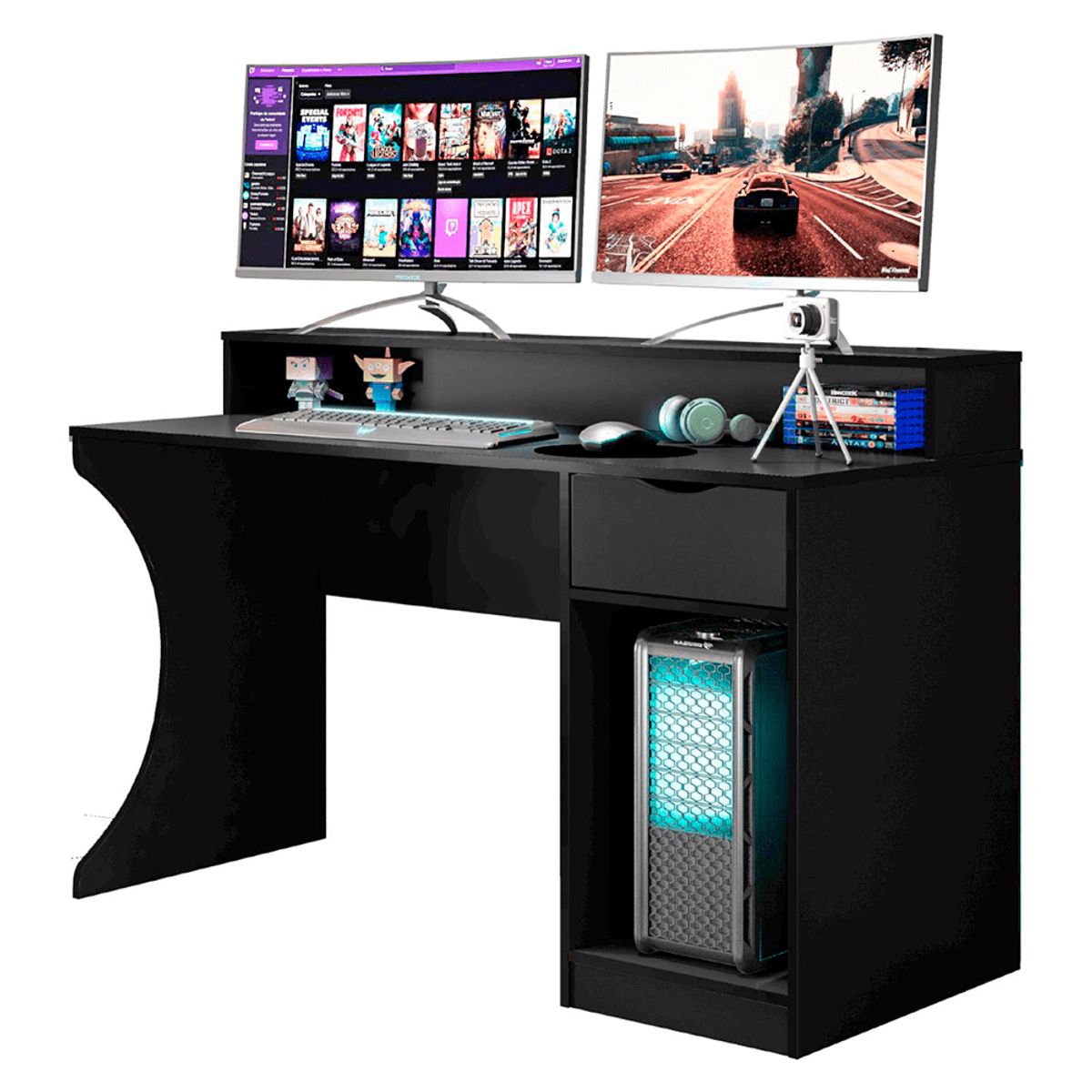 TU MESITA - Escritorio Gamer Barmar Negro 135 cm