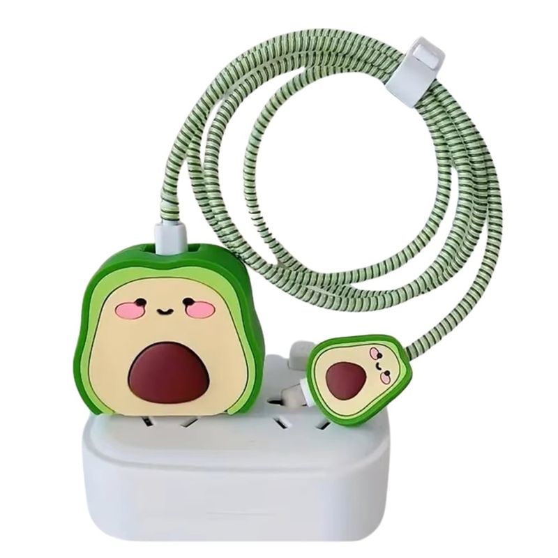 GENERICO - Funda De Silicona Protector Para Cargador Iphone 20w Palta Verde