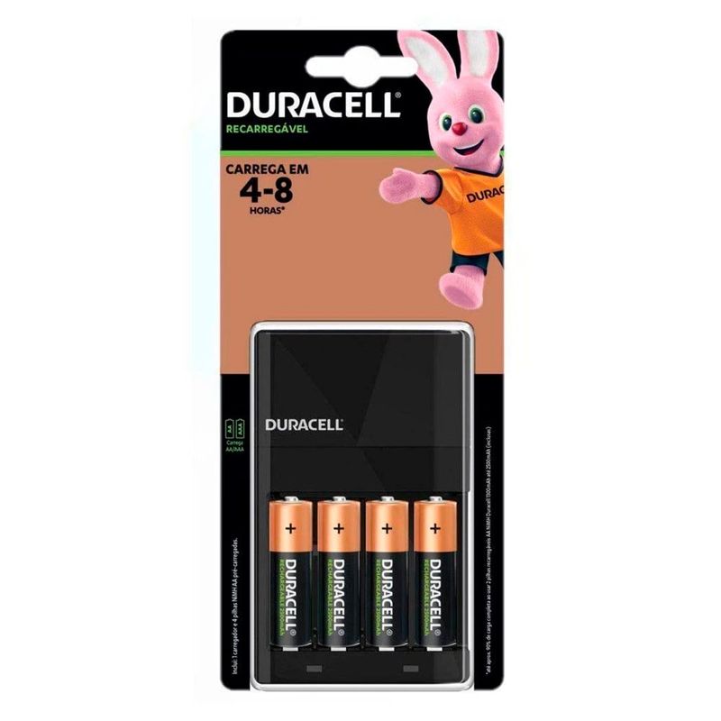 DURACELL - Cargador de Pilas Duracell + 4 Pilas AA de 2500 mAh Duracell