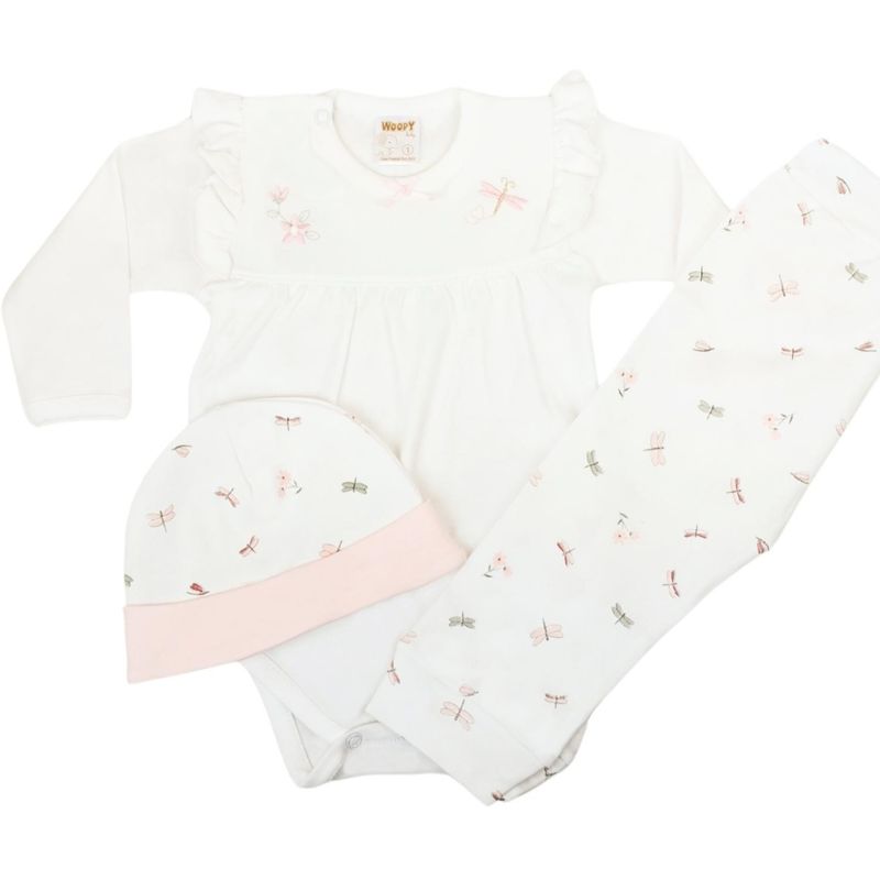 GENERICO - Ajuar - 3 piezas Algodón - Libelula - Blanco