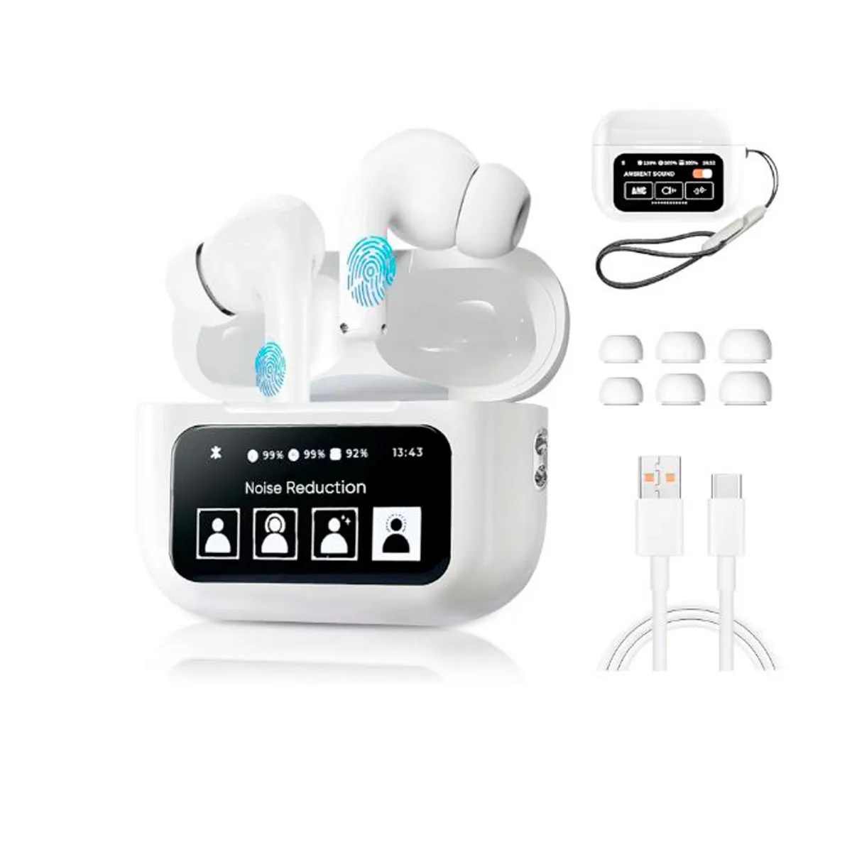 OEM - Audífonos inalámbricos con pantalla LCD almohadillas y cable