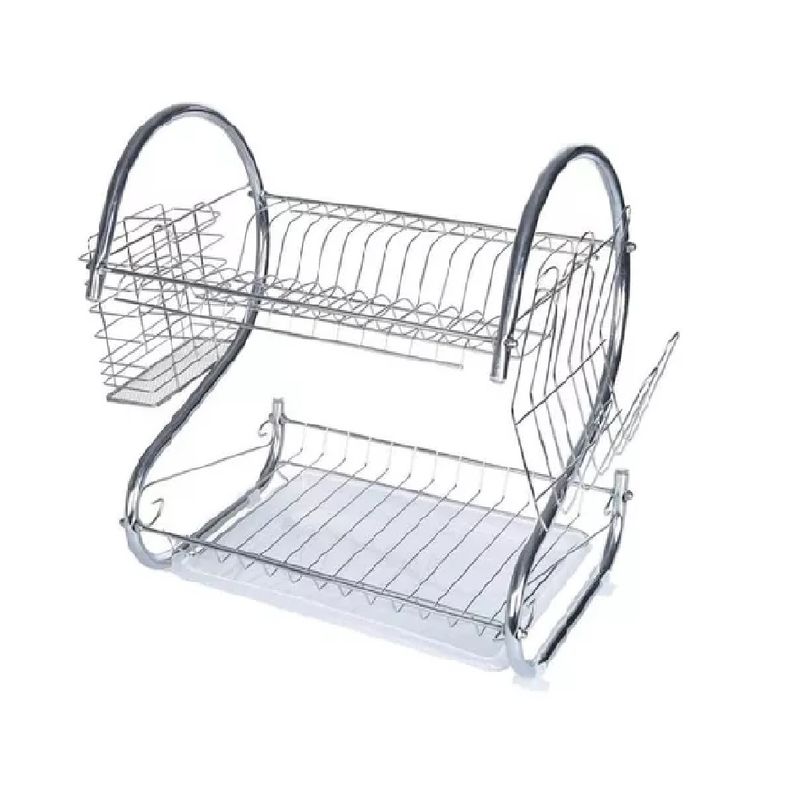 GENERICO - Escurridor seca platos 2 niveles plateado modelo 2