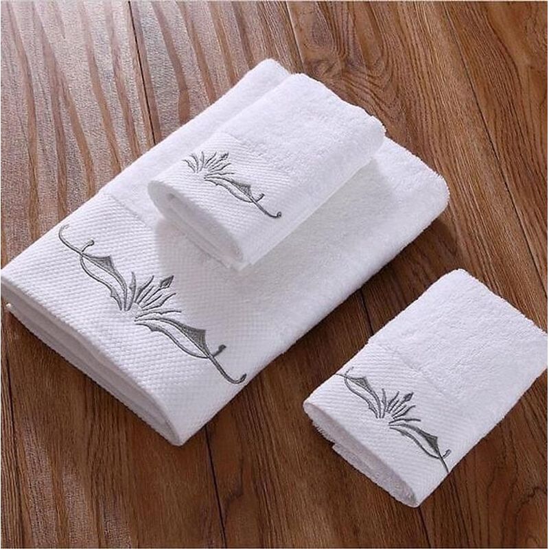 GENERICO - Pack 2 Toallas para el Baño Bordadas - Blanco