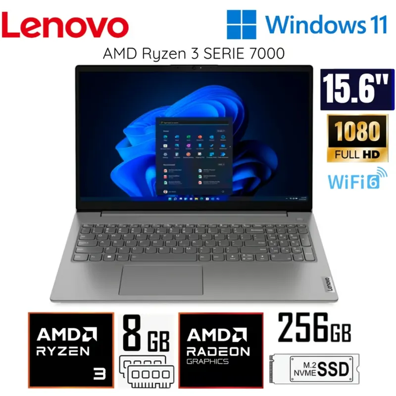 LENOVO - LAPTOP LENOVO V15 G4 AMN RYZEN 3-7320U RAM 8GB SSD 256GB 156 FHD