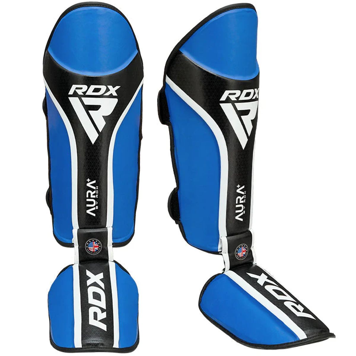 RDX - Canilleras con Empeine para Muay Thai Aura Plus T17 Azul - S