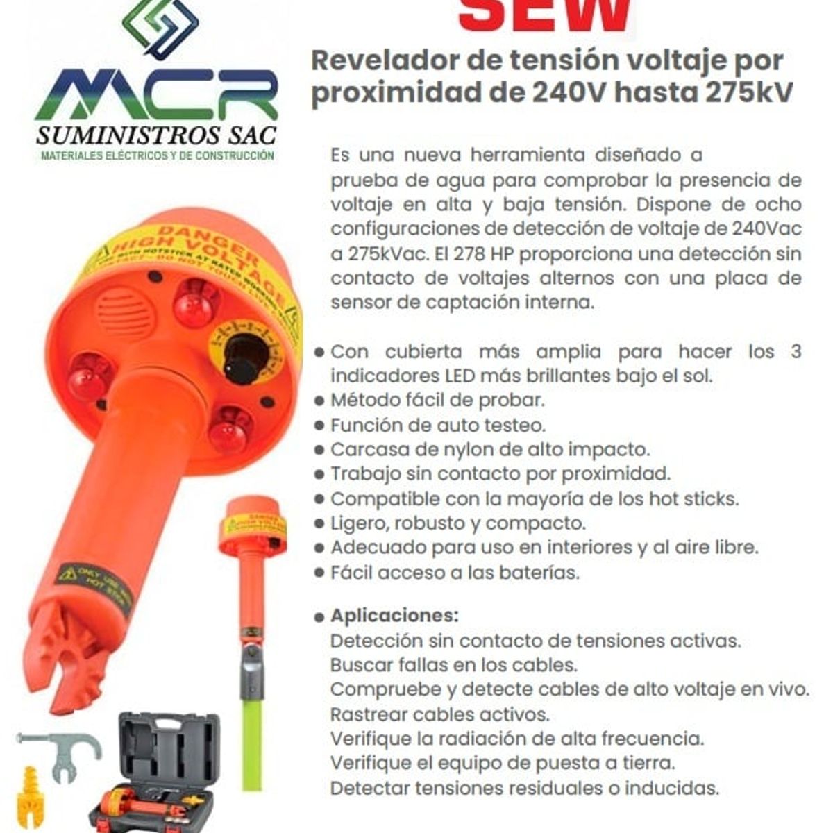 GENERICO - Revelador de tensión de 240V a 275kV SIN CONTACTO POR APROXIMACION
