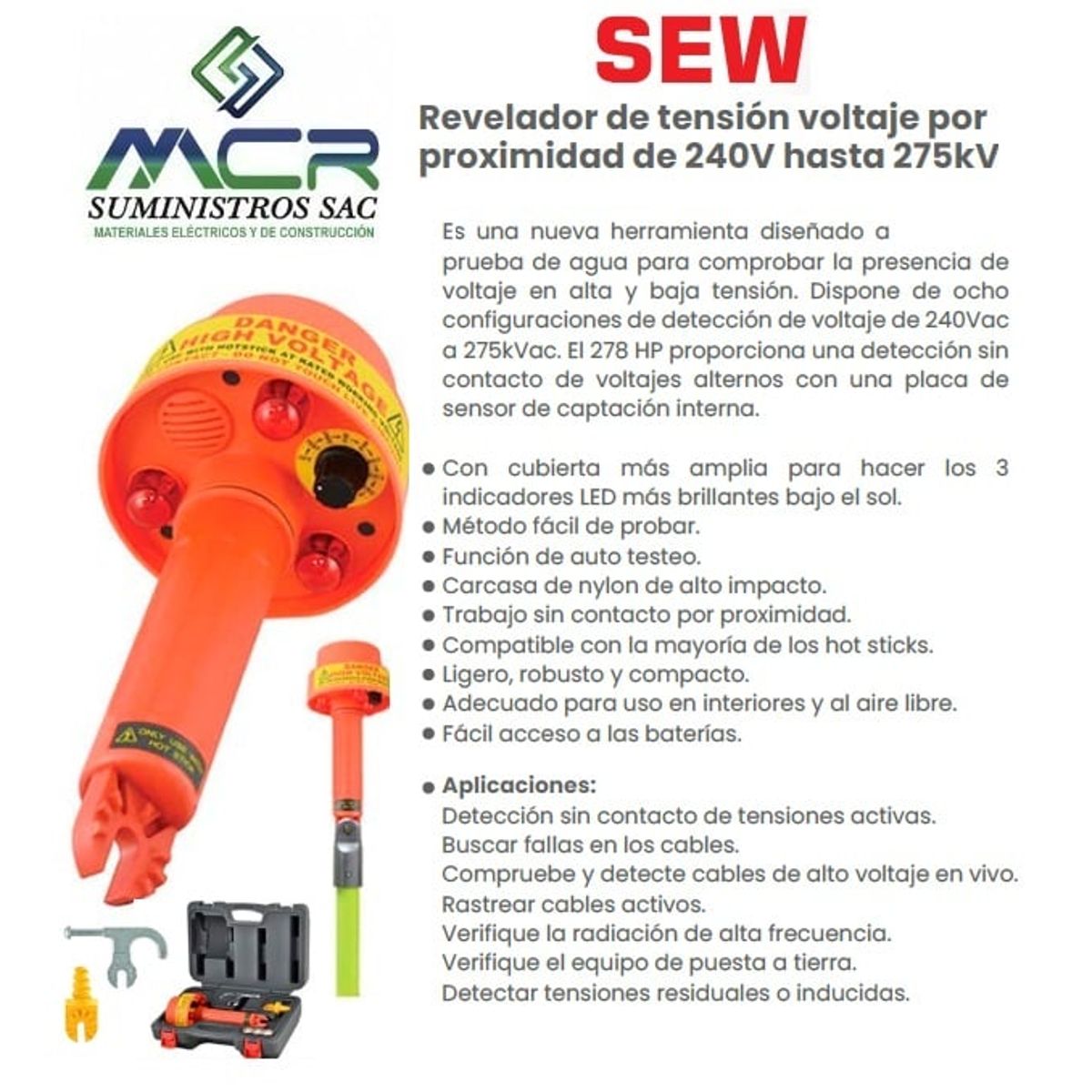 GENERICO - Revelador de tensión de 240V a 275kV SIN CONTACTO POR APROXIMACION