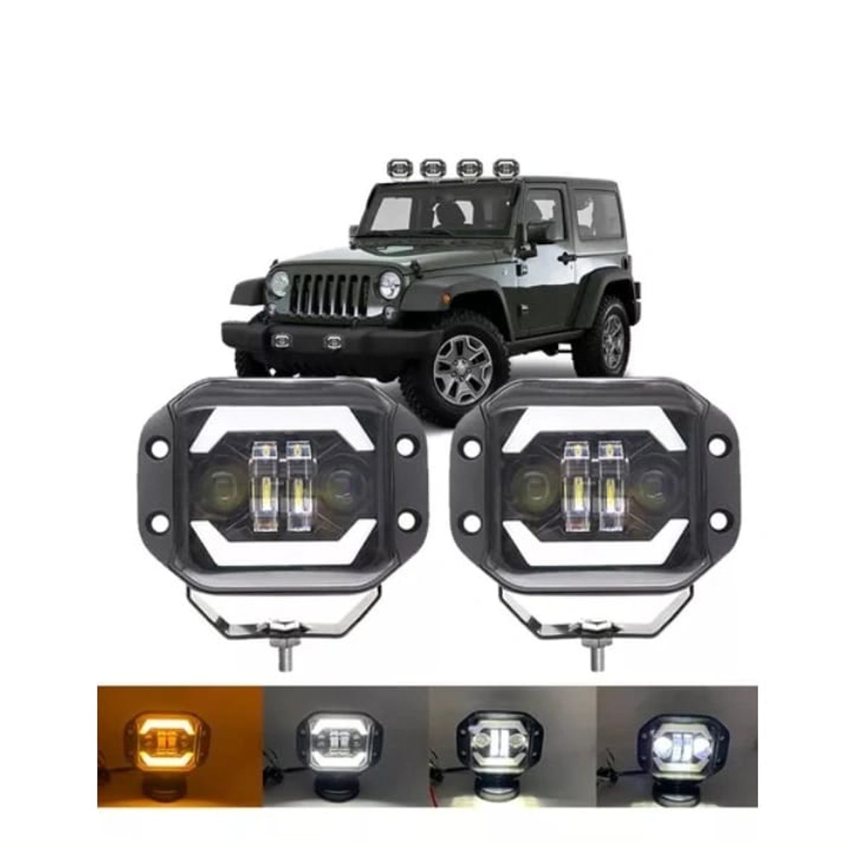 GENERICO - Faros Led 5 Emportrables Alto Y Bajo H4 Con Drl Ámbar