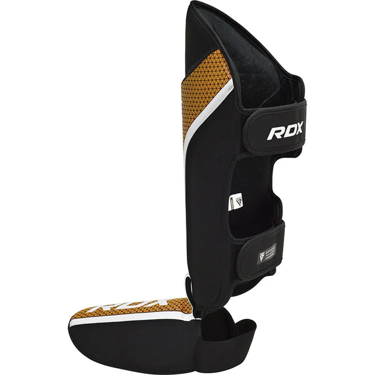 RDX - Canilleras con Empeine para Muay Thai Aura Plus T17 Dorado-S