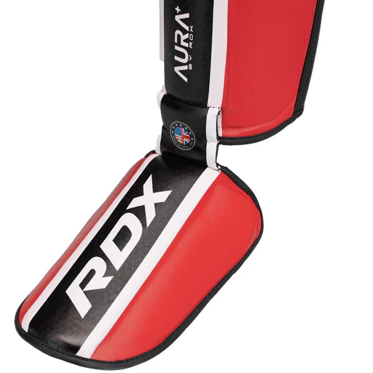 RDX - Canilleras con Empeine para Muay Thai Aura Plus T17 Rojo - L