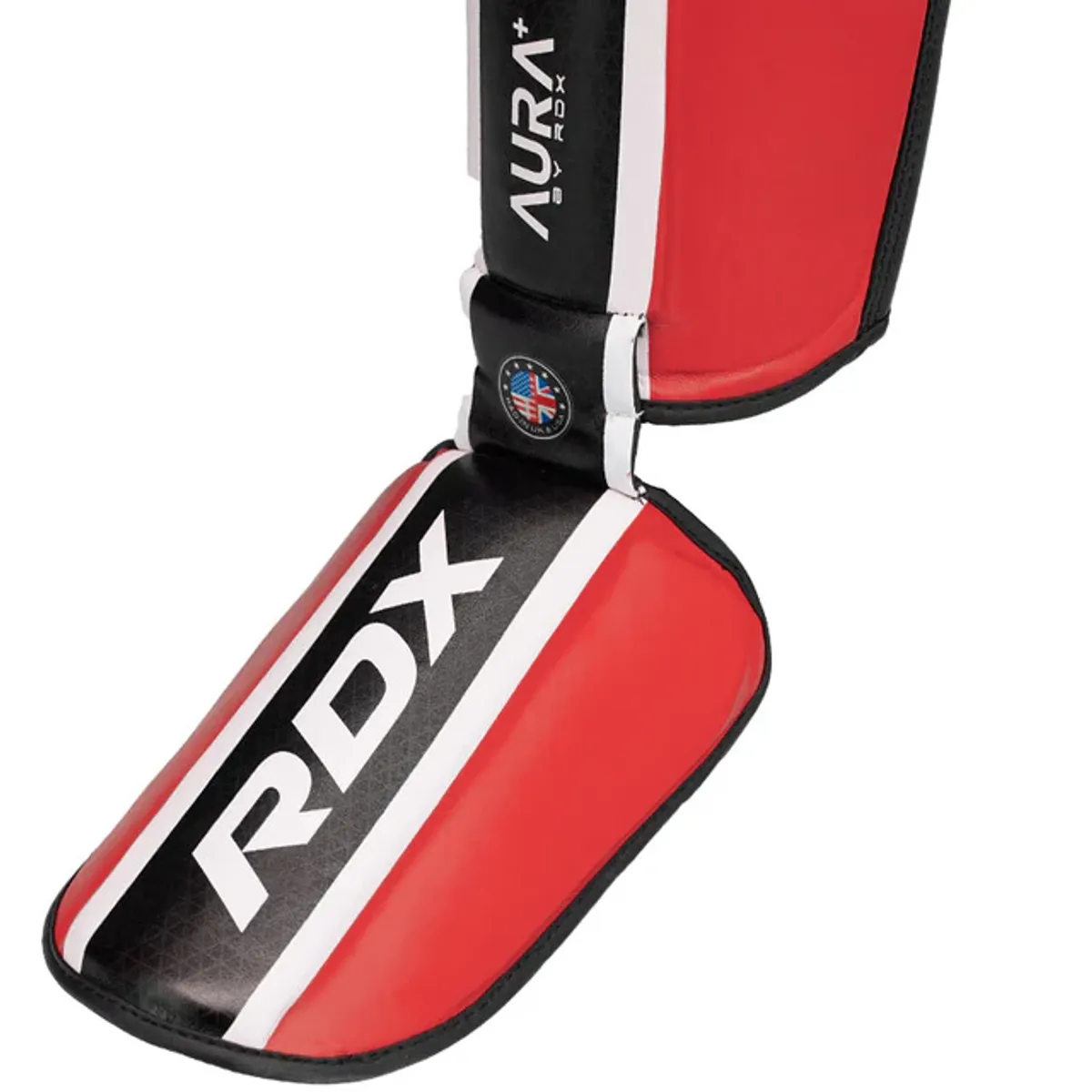 RDX - Canilleras con Empeine para Muay Thai Aura Plus T17 Rojo - M