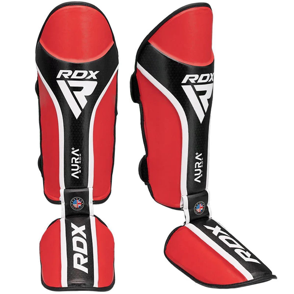 RDX - Canilleras con Empeine para Muay Thai Aura Plus T17 Rojo -XL