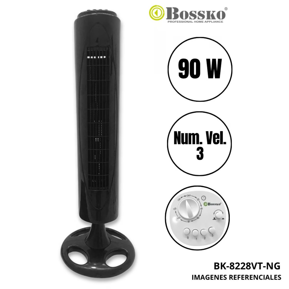 BOSSKO - Ventilador Torre BOSSKO  90W BK-8228VT-NG Negro