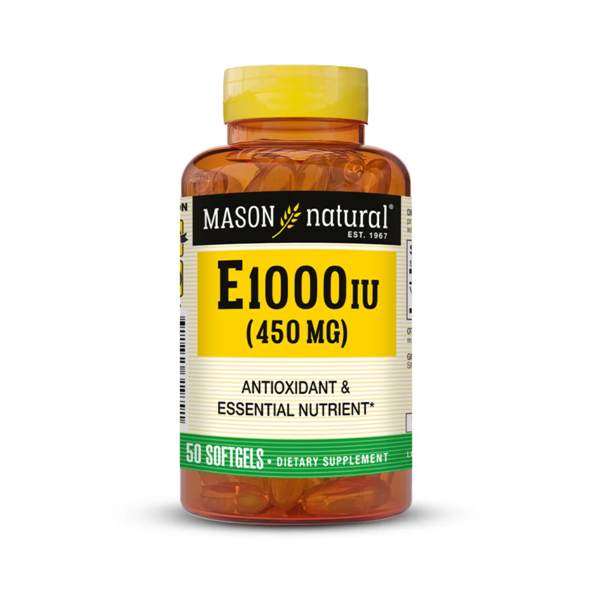 MASON NATURAL - Vitamina E 1000 UI - Mason Natural - 50 Cápsulas Blandas