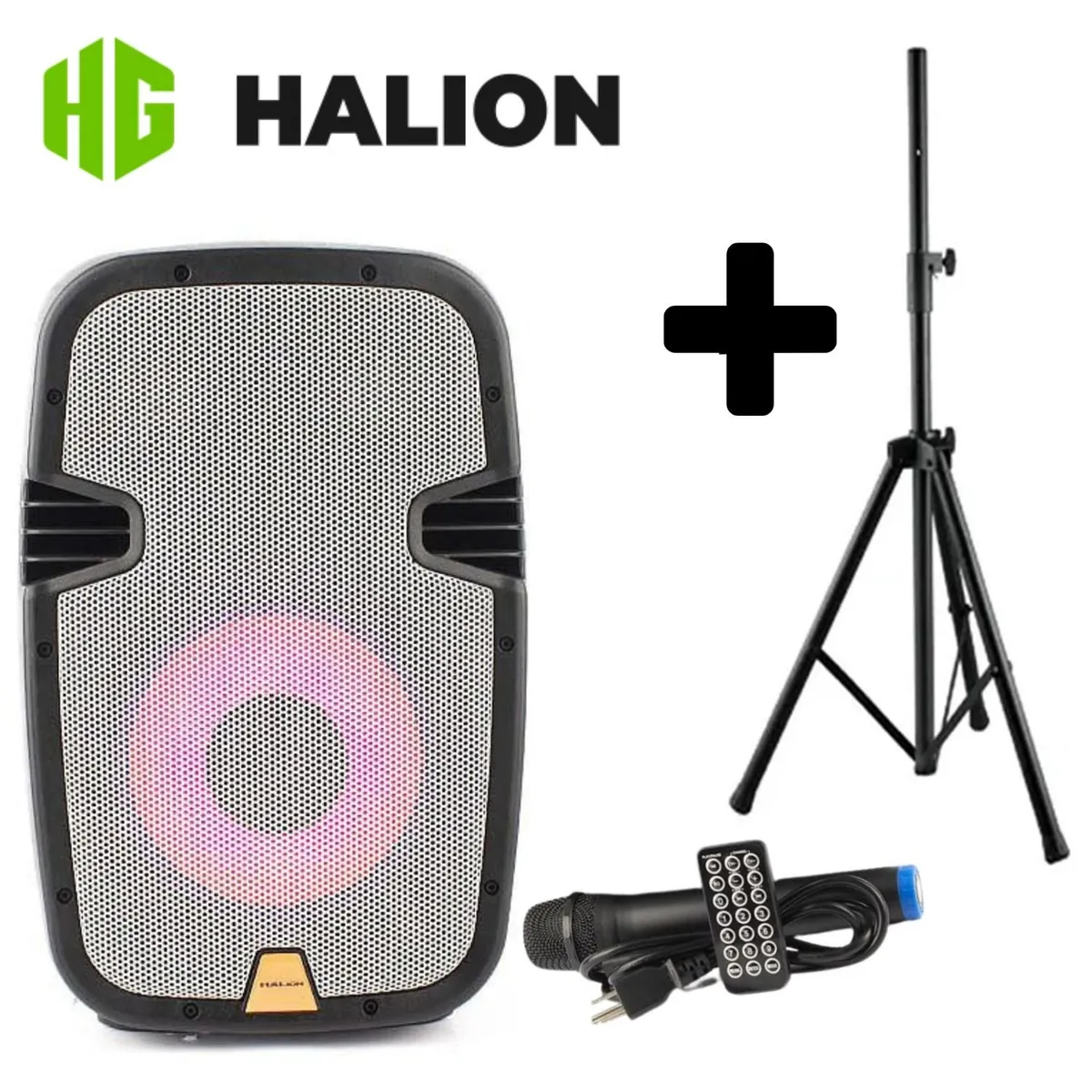 HALION - Parlante Portátil Halion PHA10MB 1000W USB BT + Soporte