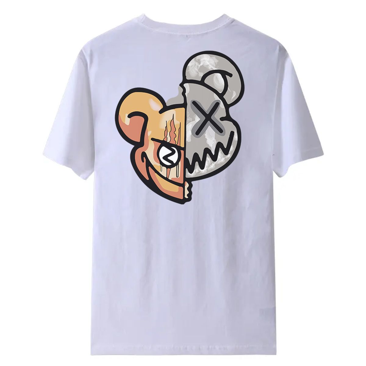 YANSUS - Polo Yansus Negro Con Estampado De Oso Y Manga Corta