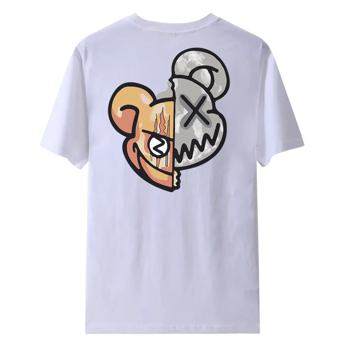 YANSUS - Polo Yansus Negro Con Estampado De Oso Y Manga Corta