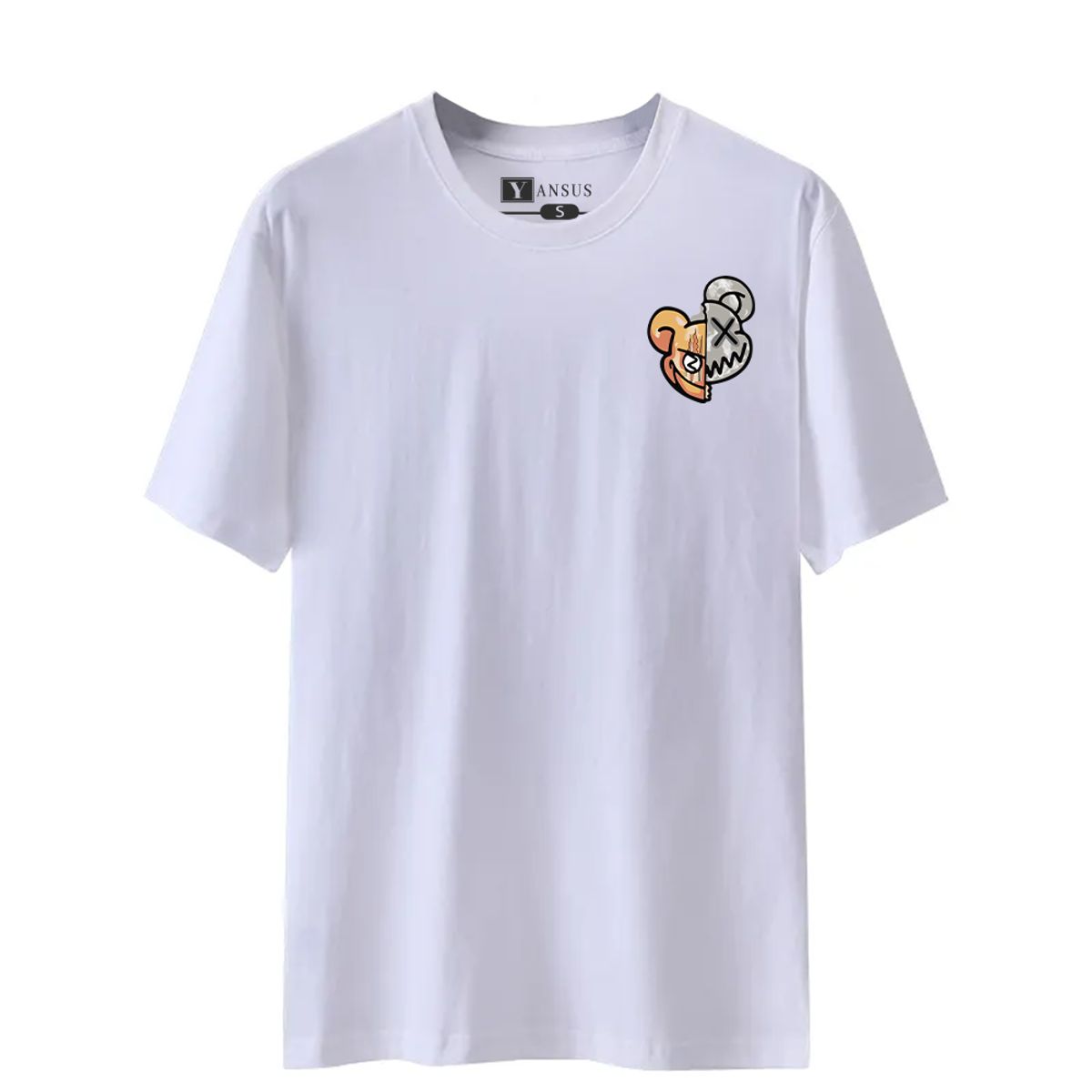 YANSUS - Polo Yansus Negro Con Estampado De Oso Y Manga Corta