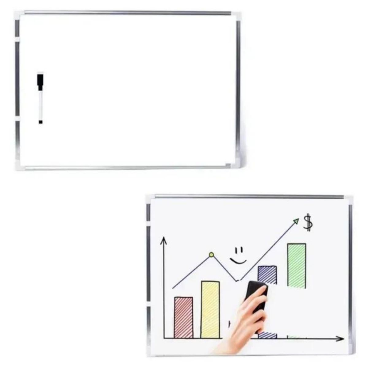 GENERICO - Pizarra Acrílica Magnética Doble Cara Blanca de 20 x 30 cm